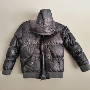 Appaman Gray Iridescent Hoodie Full Zip Puffer Jacket Girls Kids Size 8